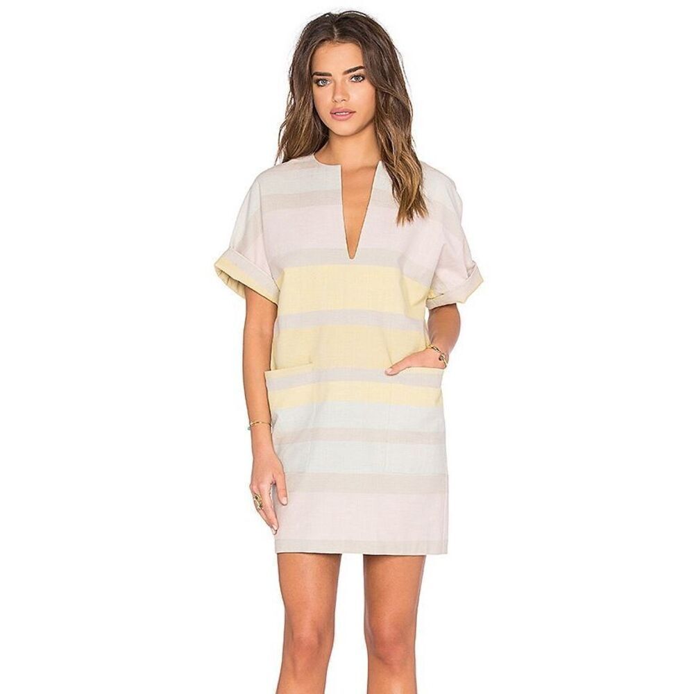 Mara Hoffman Pockets Mini Dress In Gradient Stripe Small